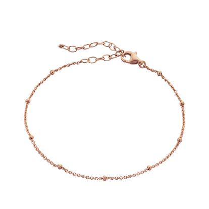 Metallic Fine Beaded Chain Bracelet Satellite In Sterling Silver