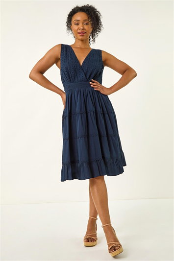 Petite Embroidered Lace Trim Dress 14711960
