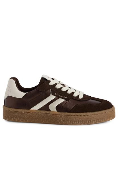 Brown Tamaris Womens Brown White Suede Sneaker