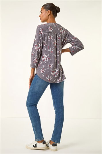 Floral Puff Print Stretch Shirt 19427336