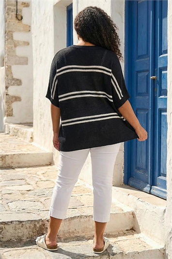 Curve Stripe V-Neck Knit Jumper 16334608