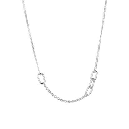 Metallic Sterling Silver Chain And Link Necklace