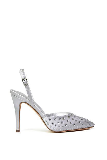 Pink 'Shelly' Strappy Slingback Pointed Toe Diamante Stiletto Bridal Heels