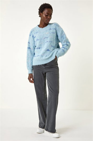 Stripe Fluffy Knit Jumper 16201609