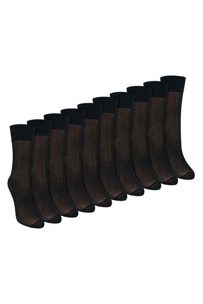 Black 10 Pack Ladies Ankle High Pop Socks 15 Denier Lightweight Sheer Socks