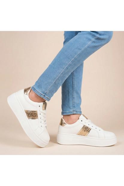 Black Malina Chunky Platform Glitter Detail Trainers