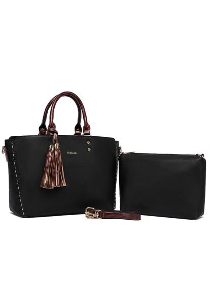 Black Twin Handle Shoulder Bag