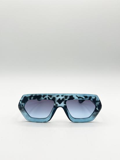 Blue Cross-Border Flat Sunglasses In Blue Leopard