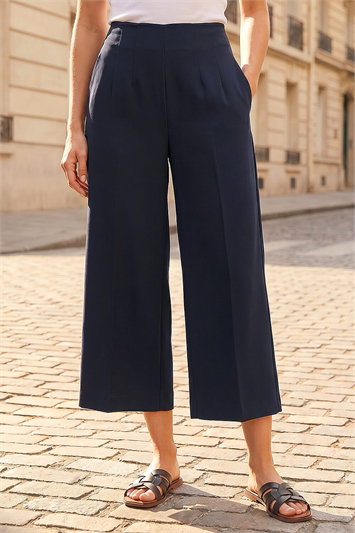 Petite Cropped Wide Leg Stretch Trouser 18097860