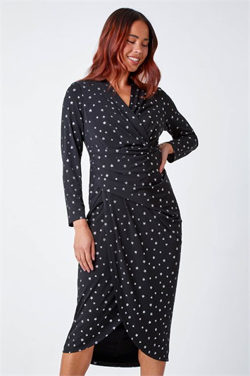Petite Shimmer Star Bodycon Midi Dress 14329108