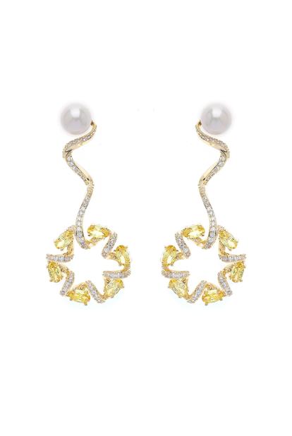 Yellow Dainty Yellow Swirl Drop Earrings