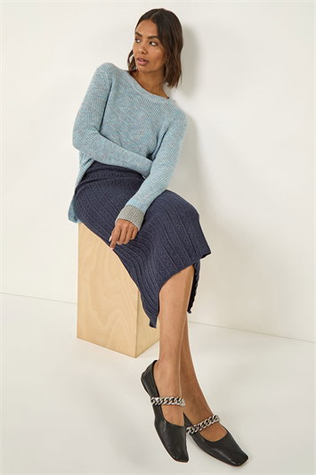 Cable Knit Midi Pencil Skirt 17065829