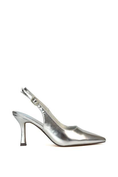 Metallic 'Valerie' Stiletto High Heel Closed Toe Slingback Court Shoes
