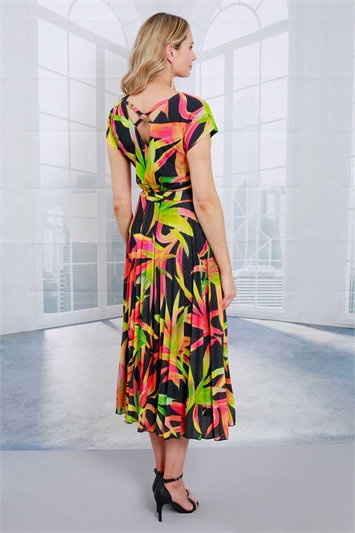 Julianna Leaf Print V-Neck Midi Dress g9265bla
