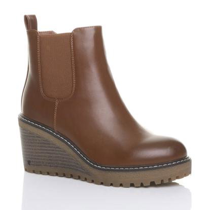 Black High Wedge Heel Chelsea Ankle Boots