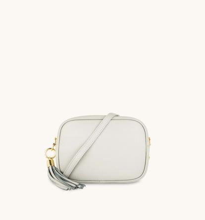 Grey The Tassel Light Grey Leather Crossbody Bag