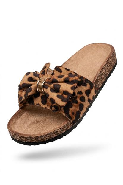 Multi Saoirse Leopard Print Bow Detail Sliders