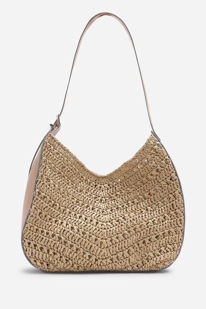 Brown Harmoni Woven Natural Fibre Shoulder Bag