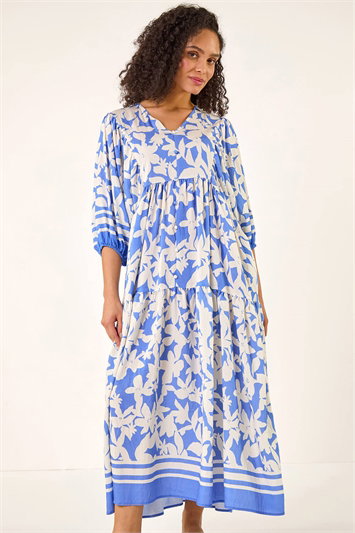 Floral Print V-Neck Maxi Dress 14855409