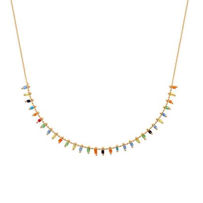 Metallic 18Ct Gold Plated Colourful Vibrant Multi Beaded Necklace