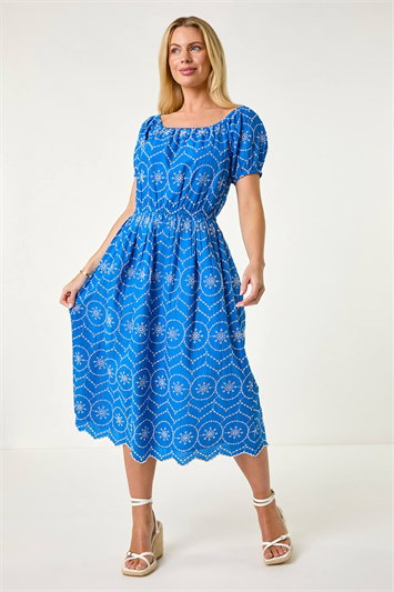 Petite Contrast Embroidery Dress 14668380