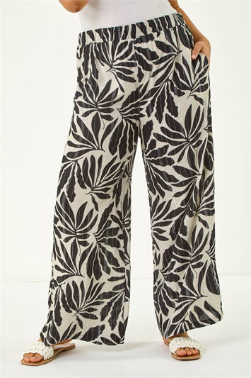 Curve Leaf Print Metallic Wide Leg Trouser 18080108