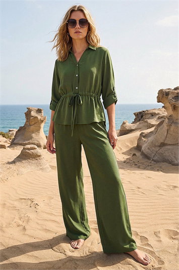 Green Safari Tie Front Jacket