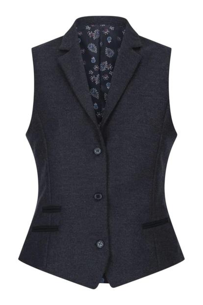 Black Check Tweed Waistcoat Wool Blend Vest