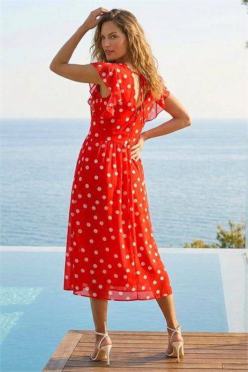 Polka Dot Frill Fit & Flare Dress 14761378
