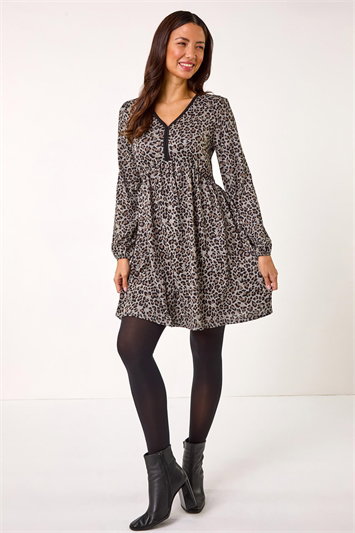 Animal Print V-Neck Stretch Dress 14678706