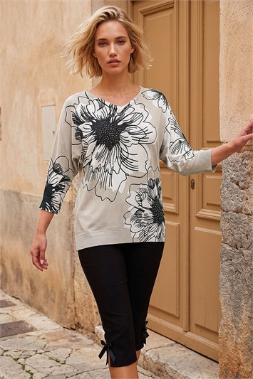 Mono Embellished Floral V-Neck Jumper 16347244