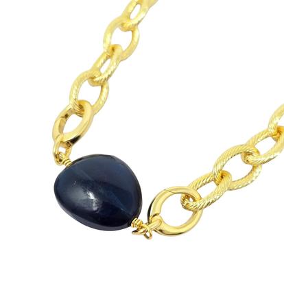 Metallic Sapphire September Birthstone Statement Pendant Necklace