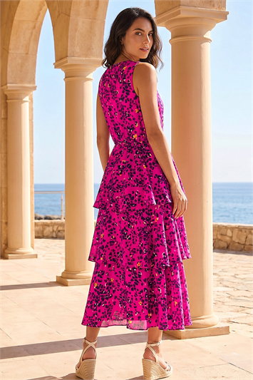 Dusk Leopard Print Tiered Midi Dress 14239472