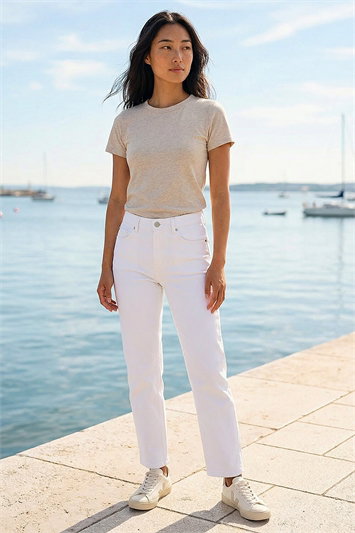 White Petite Stretch Straight Leg Jeans