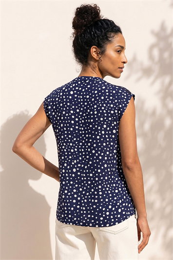 Polka Dot Print Stretch Top 19468260