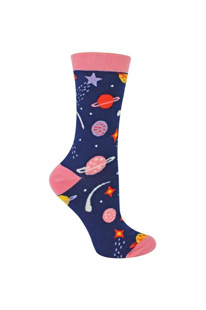 Blue 1 Pack Novelty Space Enthusiast Bamboo Socks
