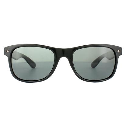 Black Rectangle Shiny Black Grey Polarized Sunglasses