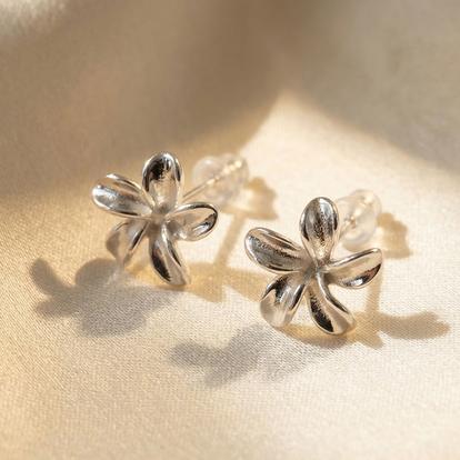 Metallic Dainty Mini Tiny Flower Stud Sterling Silver Earrings