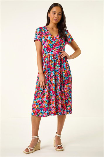 Petite Floral Button Pocket Dress 14847372