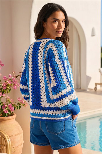 Crochet Edge Knit Cardigan 16342709