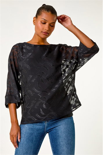 Zig Zag Burnout Overlay Tunic Top 20184508