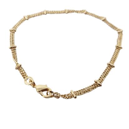 Metallic 18Ct Gold Plated Bar Curb Chain Bracelet