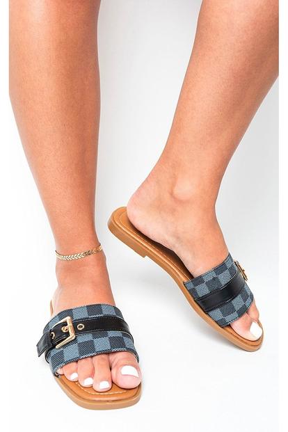 Black Ariah Open Toe Flat Sandals