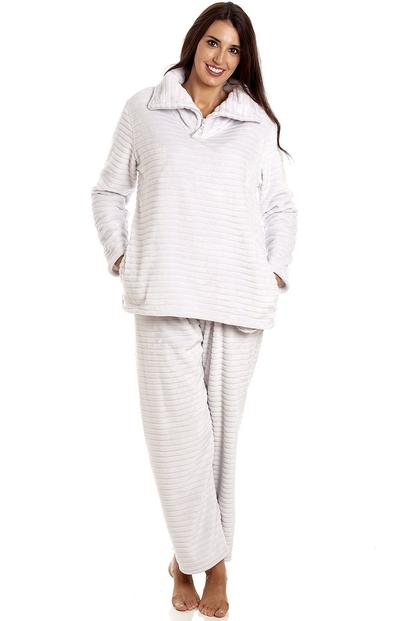 Grey Supersoft Two Piece Striped Pyjama Set