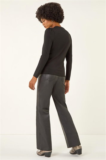 Ruched Button Stretch Top 19436908