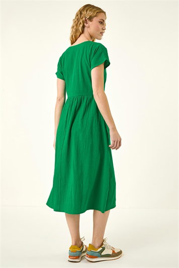 Linen Look Button Midi Dress 14732434