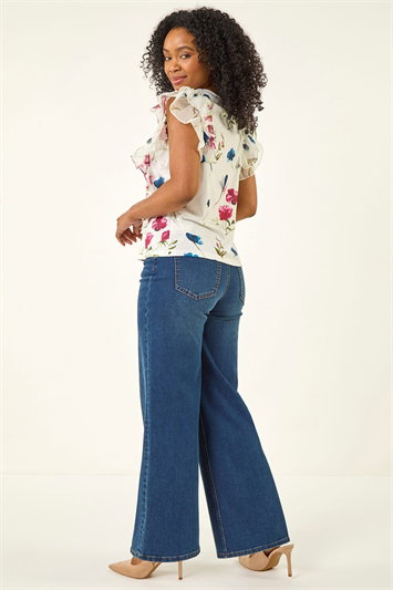 Petite Floral Frill Top 19478994