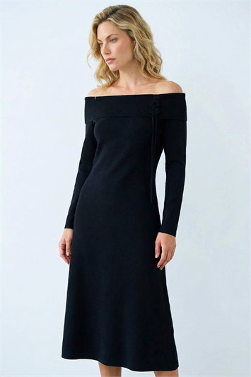 Floral Bardot Knit Midi Dress 14798708
