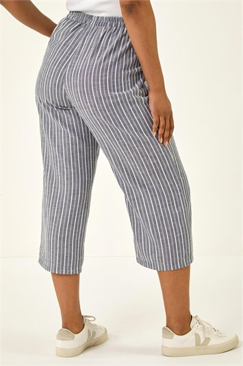 Petite Stripe Cropped Wide Leg Trouser 18107008