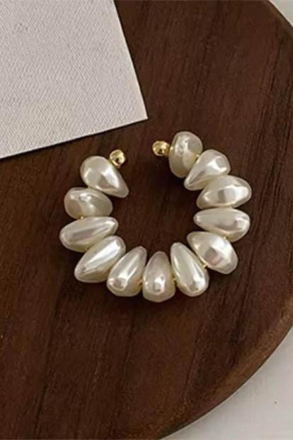 Metallic Baroque Pearl Climber Ear Cuff Earring